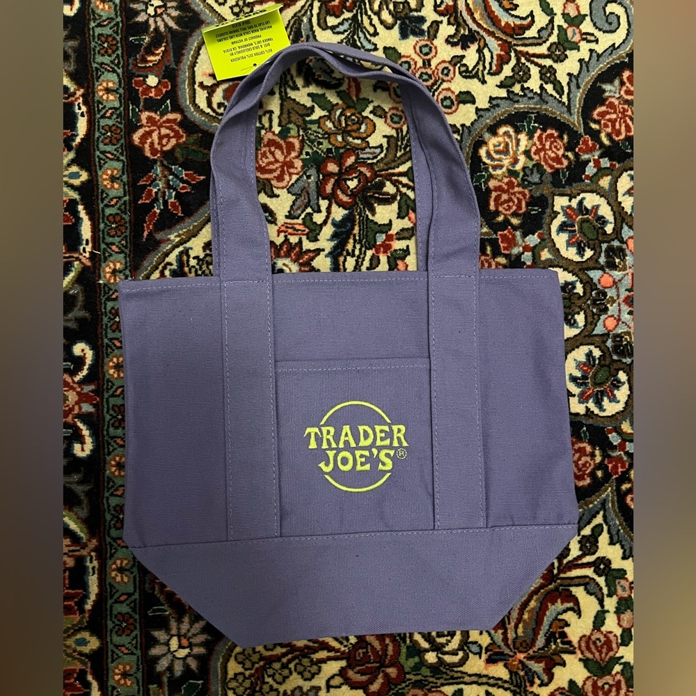 TRADER JOE'S MINI HALLOWEEN CANVAS TOTE BAG FALL 2025 LIMITED - PURPLE